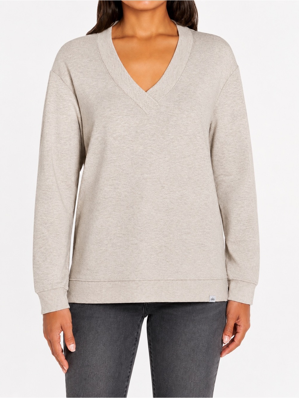Orvis‎ Woman's V-Neck Sweatshirt Long Sleeve Tan Beige Medium